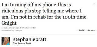Illustration for article titled Stephanie Pratt Is Not In Rehab, You Guys